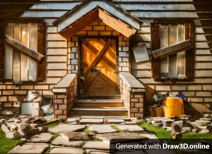 image of a house with a broken door