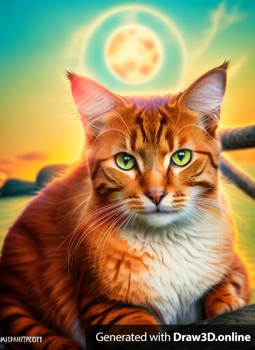This cat as cat god ruling over all of earth. Fantasy art comic style