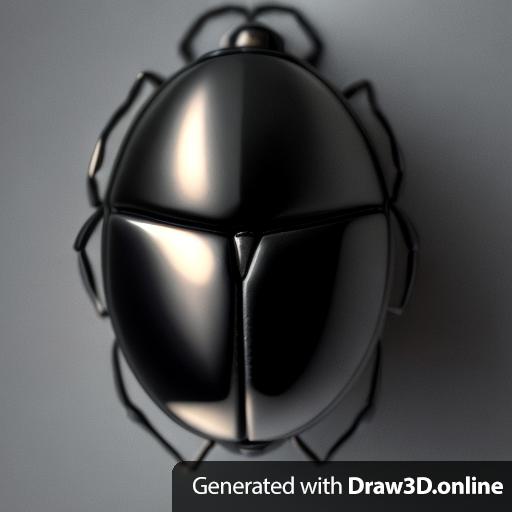 A realistic top view photo of a black bug