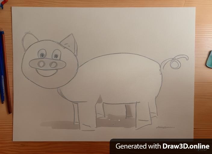 drawing of a friendly pig.  generate a plush pig